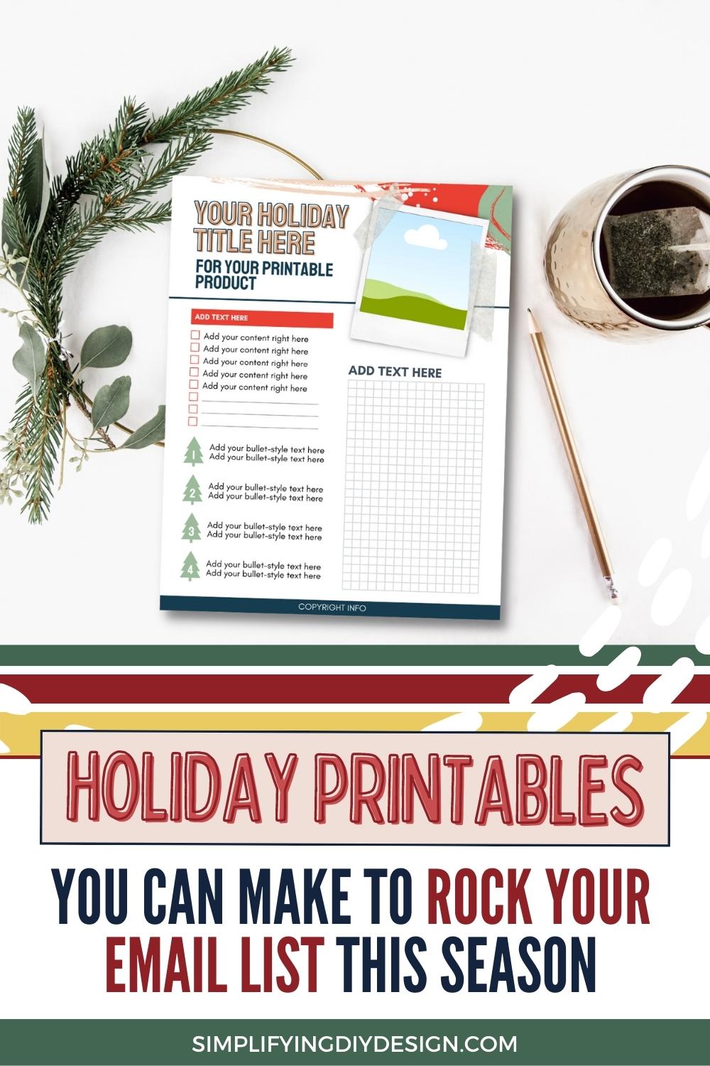 Leverage your blog traffic with holiday printables! Use our free Christmas gift guide template to boost your Q4 blog traffic and make money blogging!