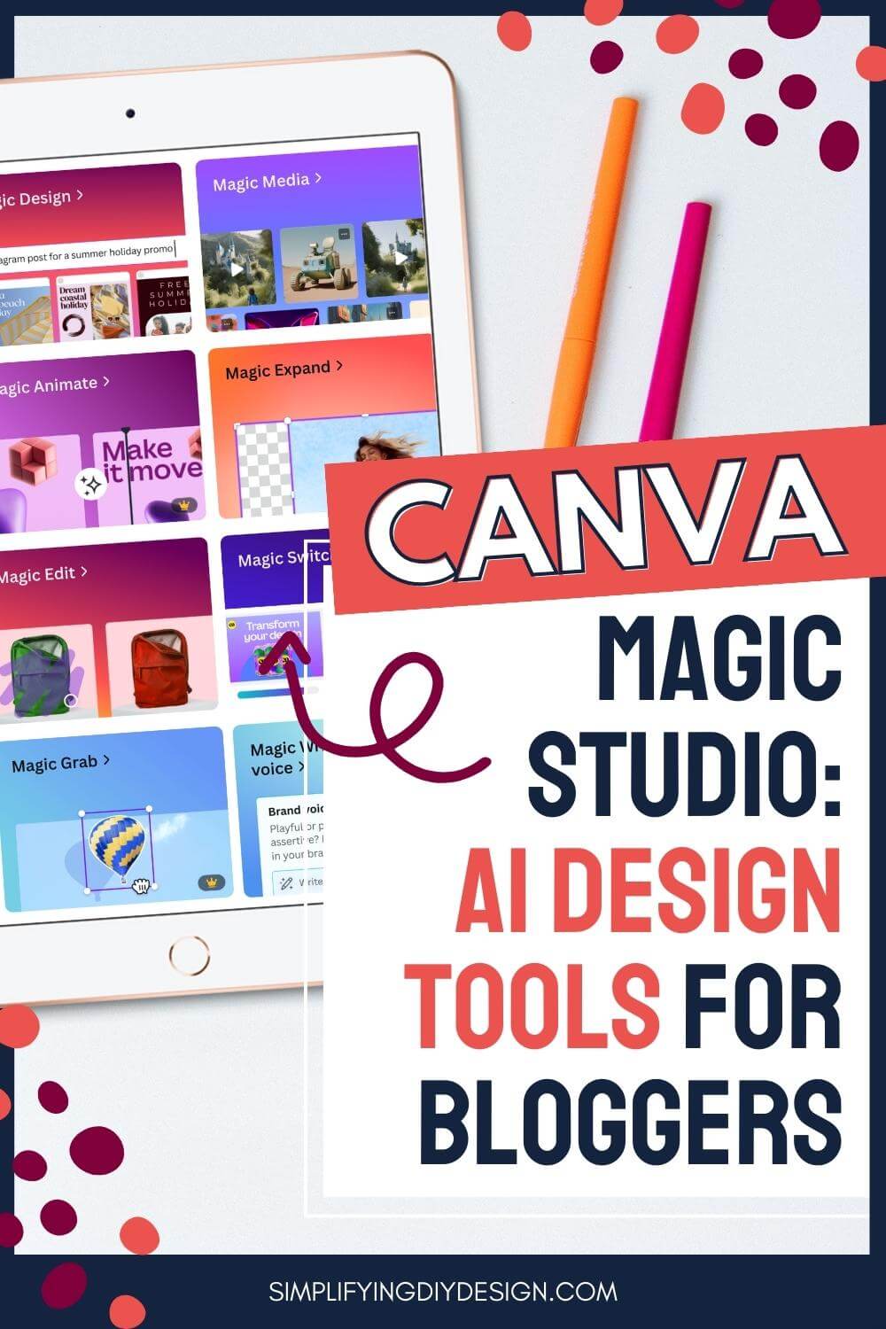 Canva Magic Studio combines the power of AI with its easy-to-use design interface to bring the best suite of design tools for bloggers EVER!